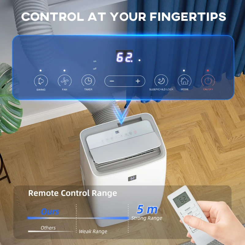 Portable AC digital control panel and remote with multiple operating modes