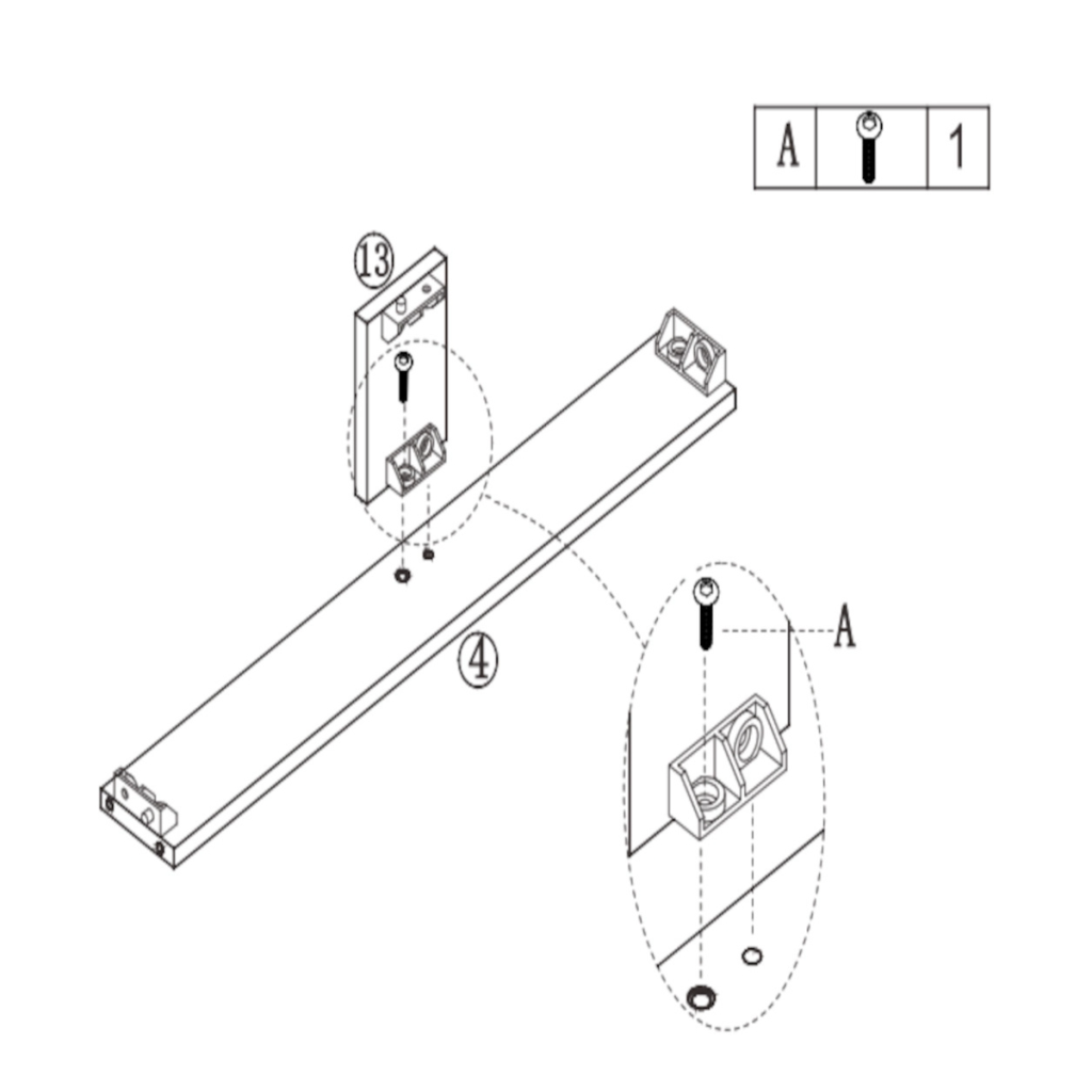 Small panel secured to long base panel using screws.