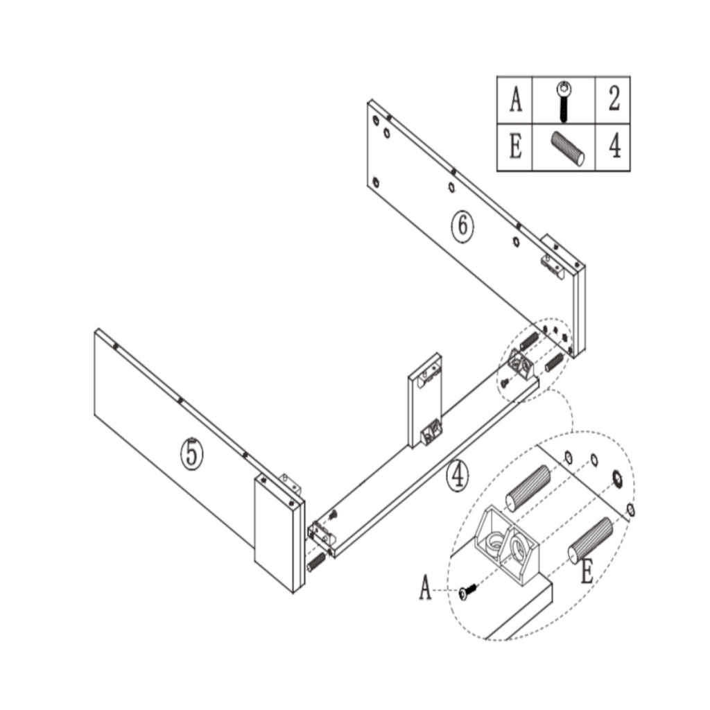 Side panels connected to base panel with dowels and screws.