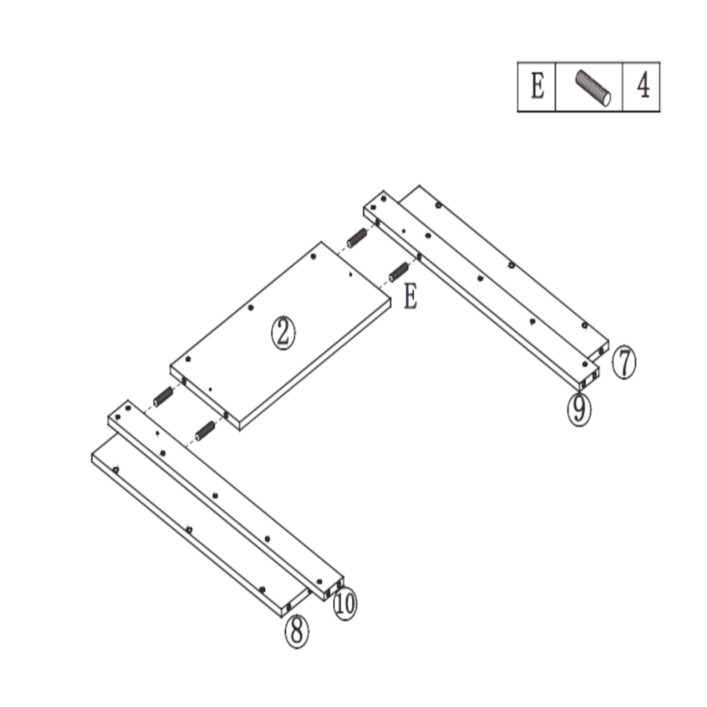 Center panel attached to horizontal supports with dowels.