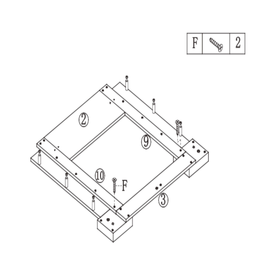 Wooden panels secured to base frame with screws for stability.