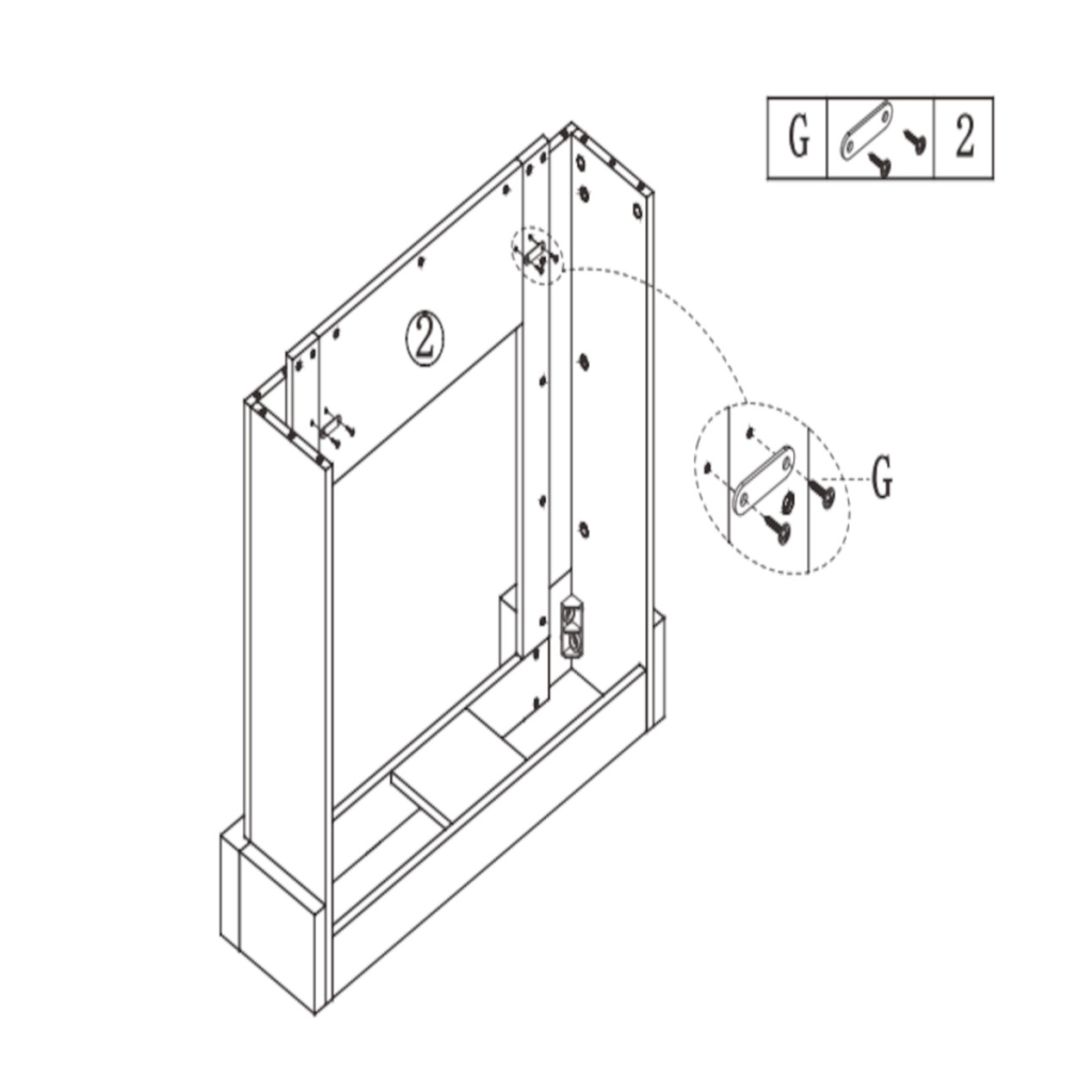 Metal brackets fastened to inner side panels for reinforcement.