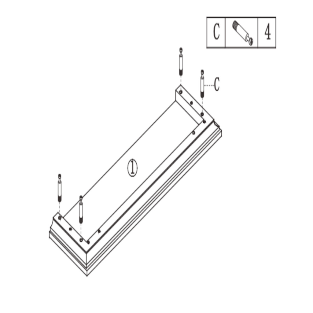 Metal pins inserted into top wooden panel for connection.