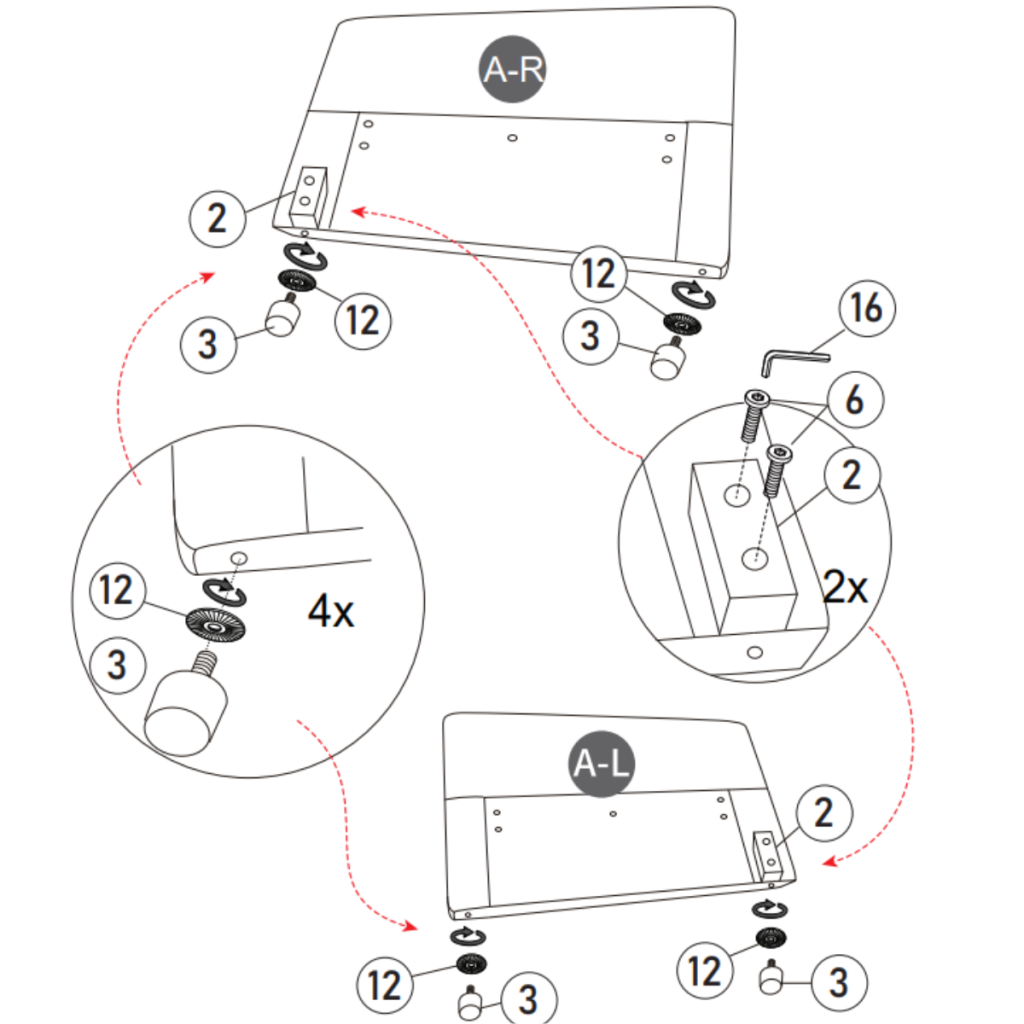 Open floor space prepared with parts laid out for assembly.