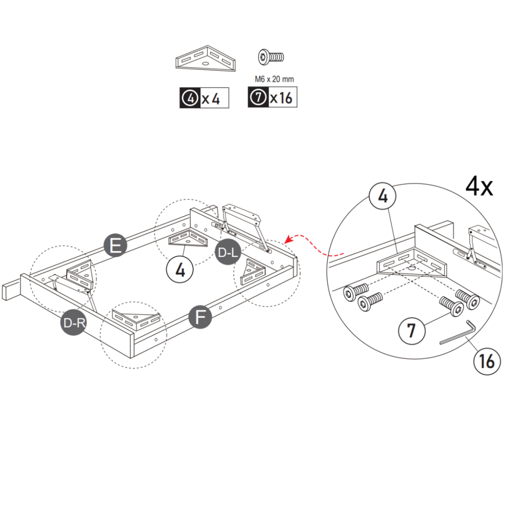 Backrest aligned and attached to recliner base using screws.