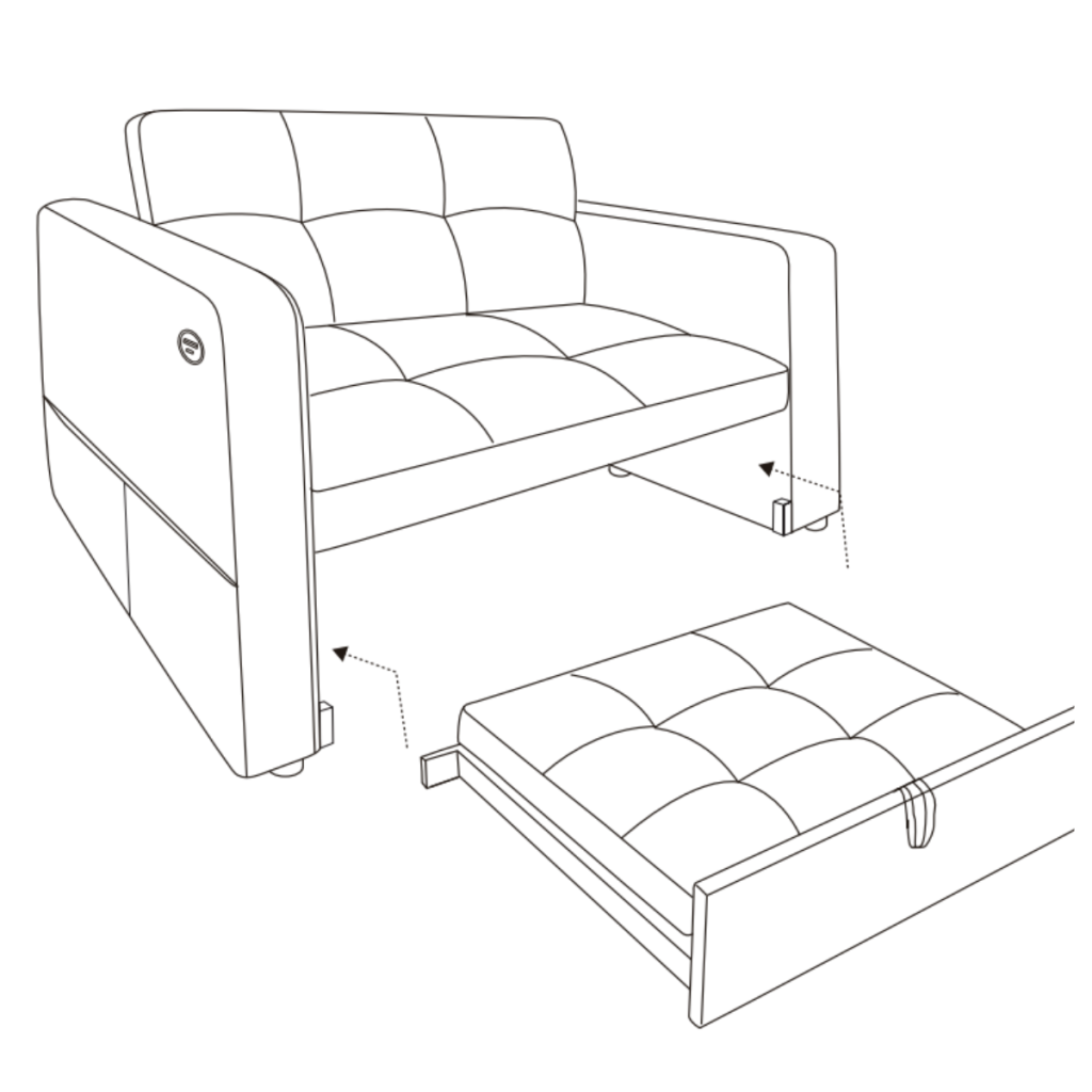 Recliner footrest extended forward for testing smooth functionality.