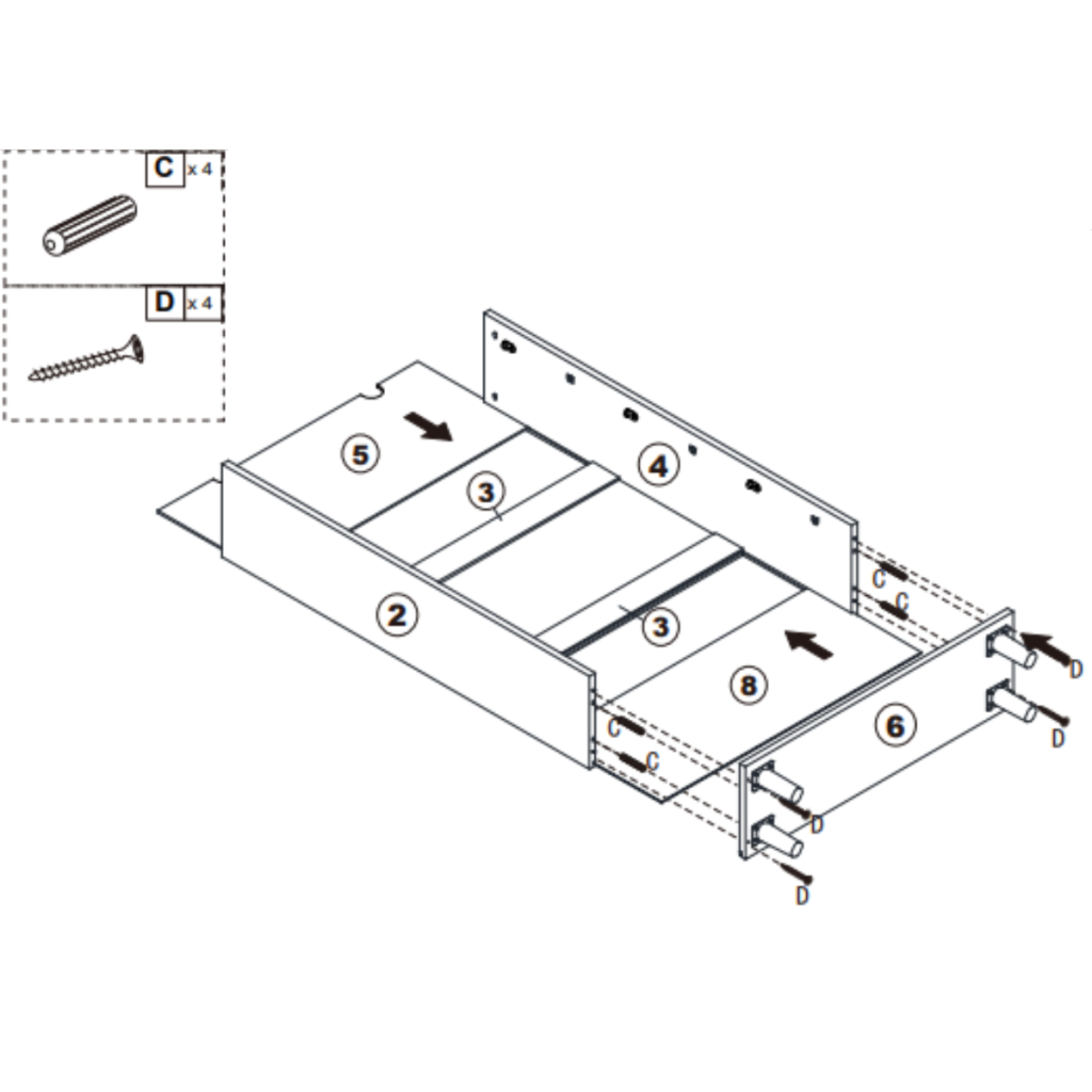 Back panel attached to shoe cabinet with screws.