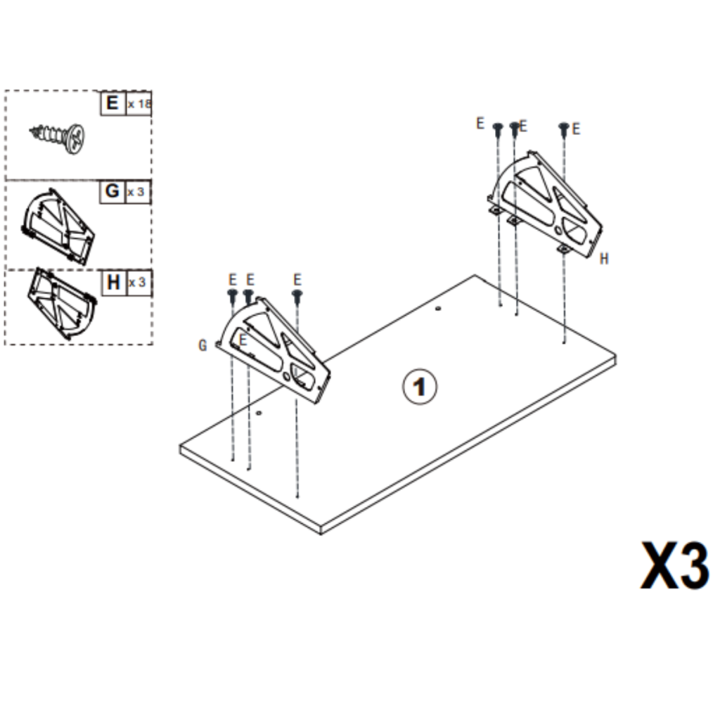 Side brackets attached to shoe cabinet door panel with screws.