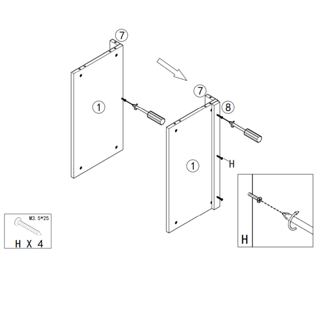 Attaching brackets and screws to the top panel before cabinet assembly