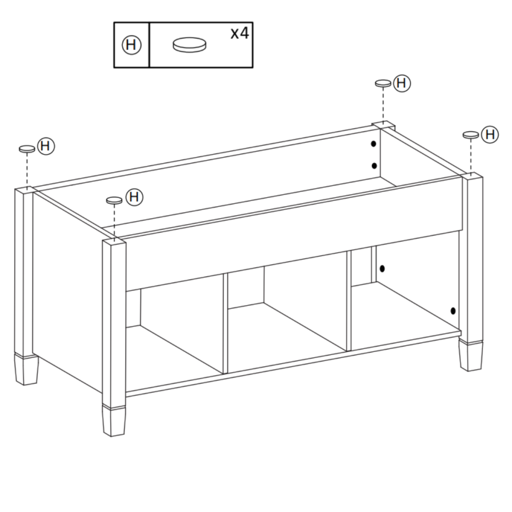 Installing round floor protectors on furniture corners for stability.