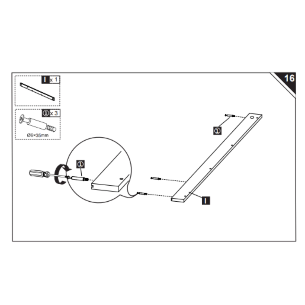 Instruction showing right side rail I fixed using screws.