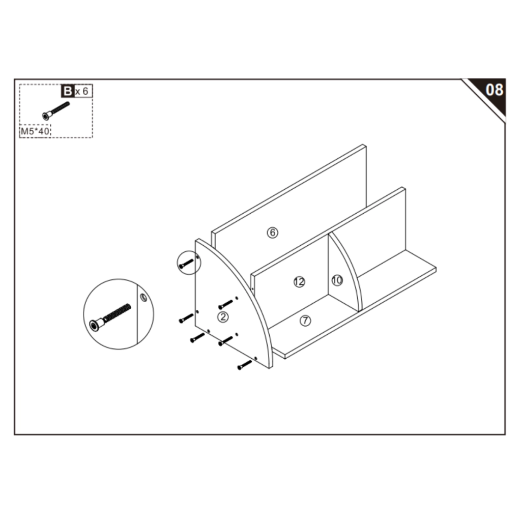 Bottom panel being secured to side and back panels with screws.