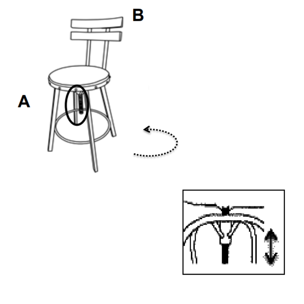 Adjustable barstool seat height mechanism with swivel function