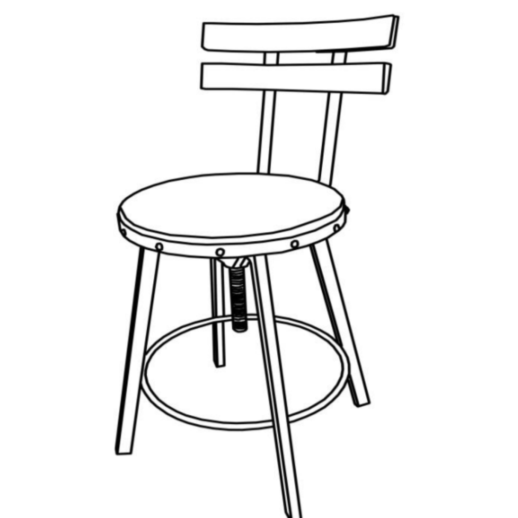 Fully assembled adjustable metal barstool with wooden seat