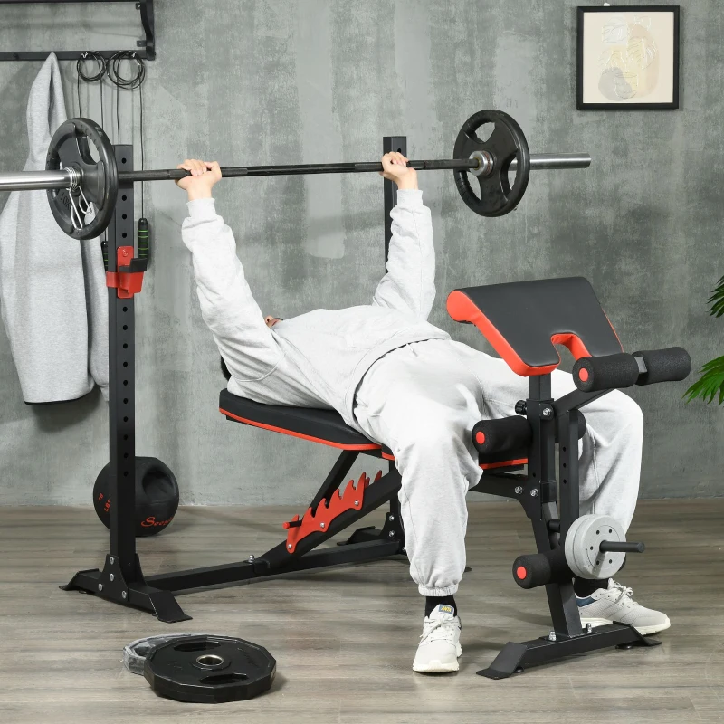 Olympic weight bench with squat rack and leg developer
