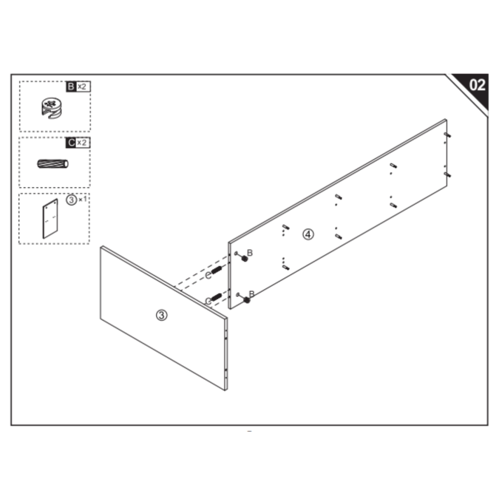 Connecting side panel to bench support using cam locks.