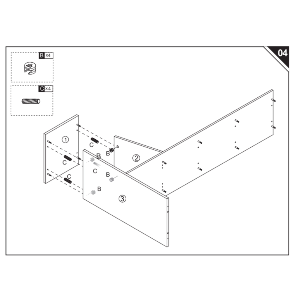 Placing and securing top panel to side and inner panels