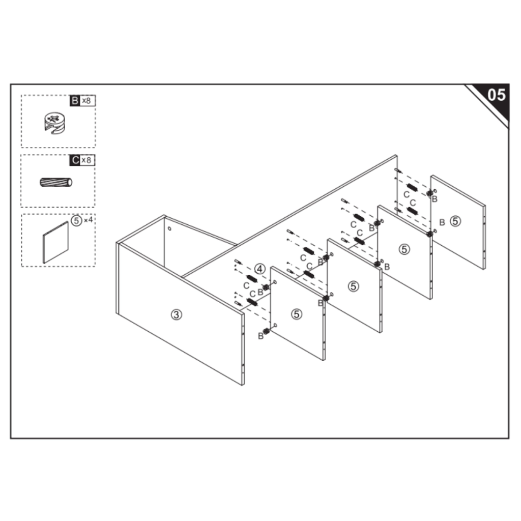 Installing divider panels onto the bench frame structure.
