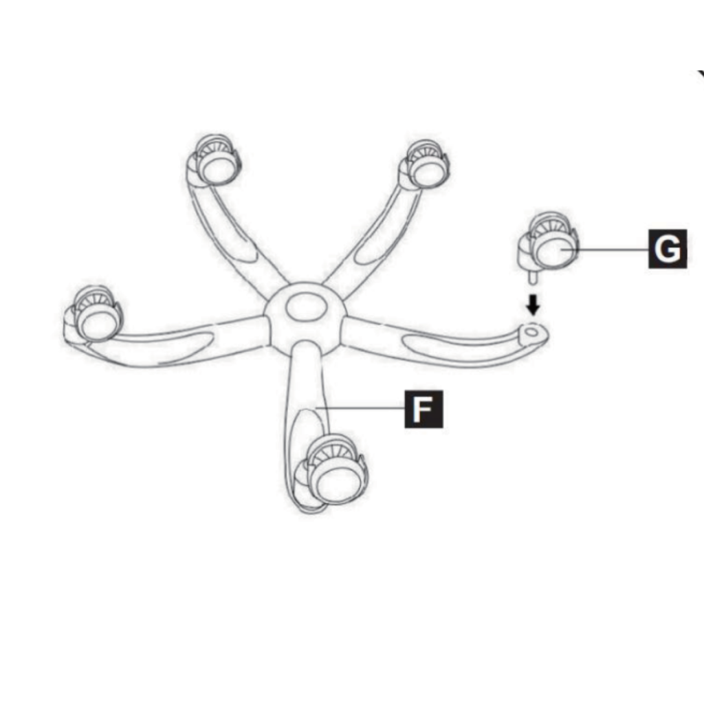 Inserting rolling casters into five-star chair base