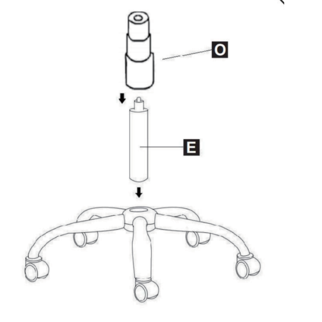 Inserting gas lift and cover into chair base