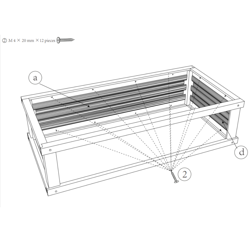 Illustration showing installation of corrugated inner wall panels with screws