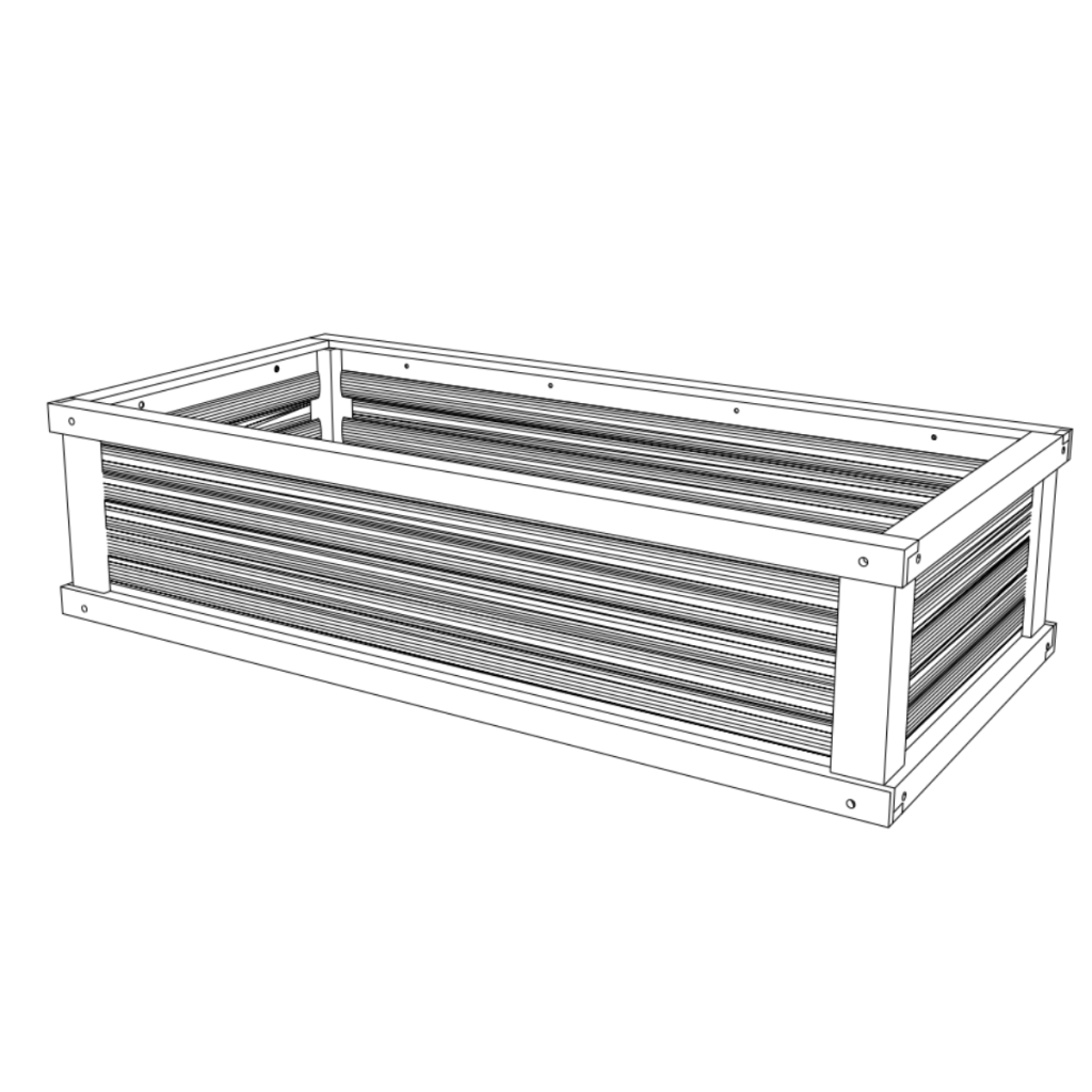 Finished raised garden planter box ready before adding greenhouse top