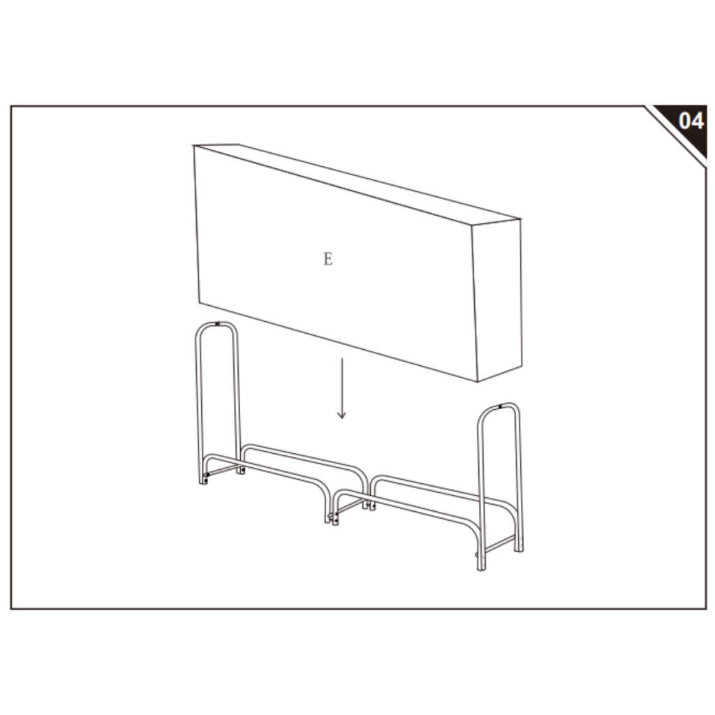 Instruction image showing placement of protective fabric cover over rack frame