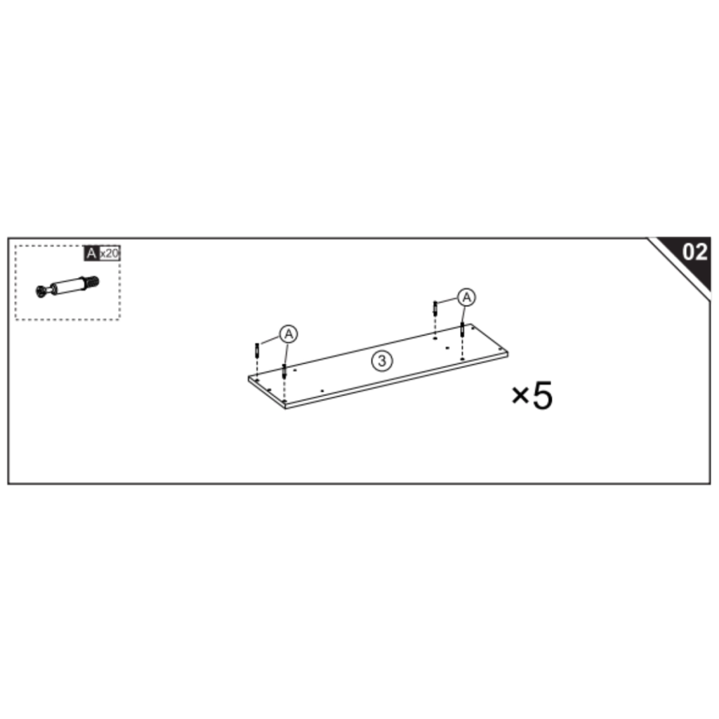 Inserting bolts into multiple shelf panels for assembly.