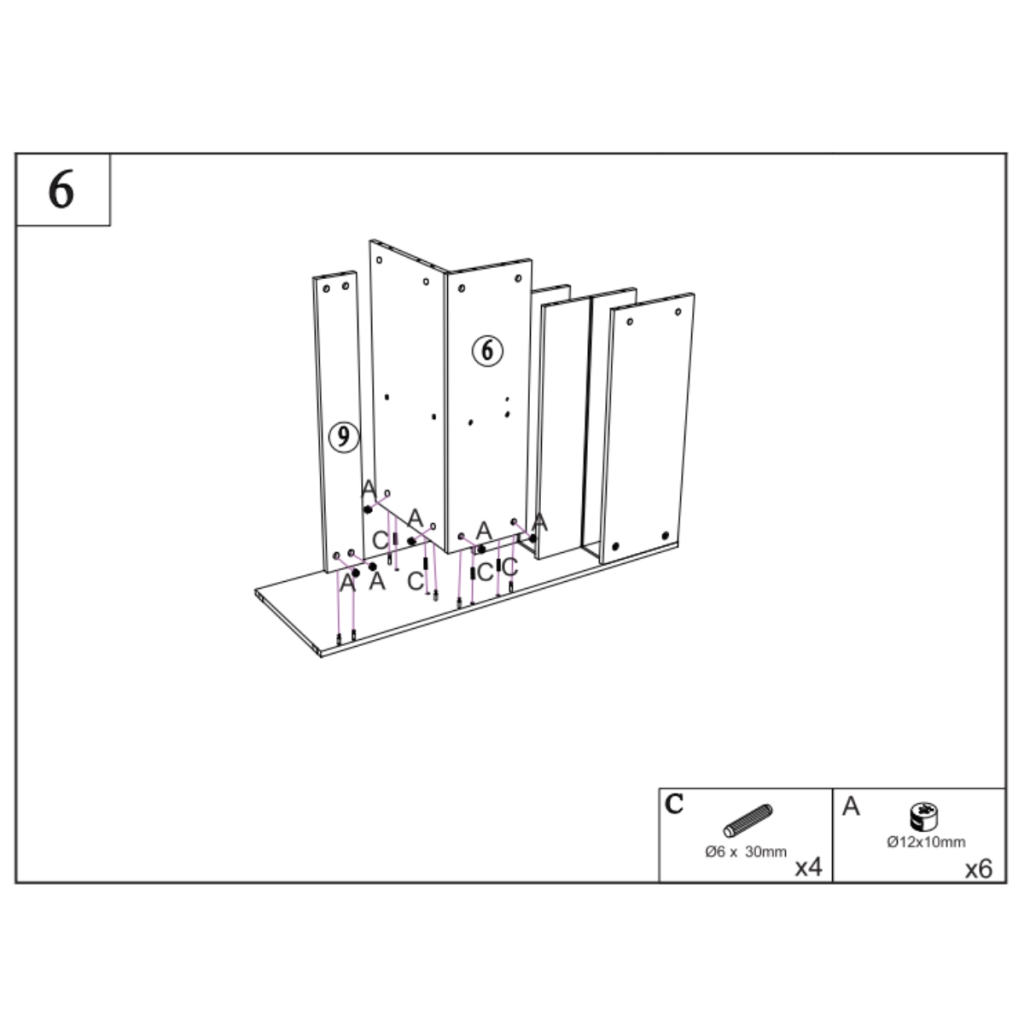 Bottom assembly joined to the main frame to form the bookshelf structure.
