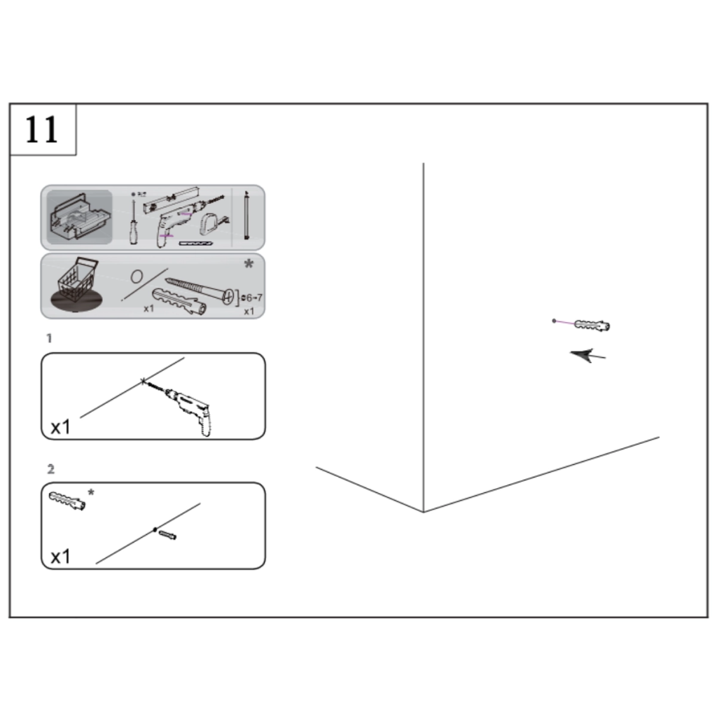 Anti-toppling strap secured to wall with screw and anchor.