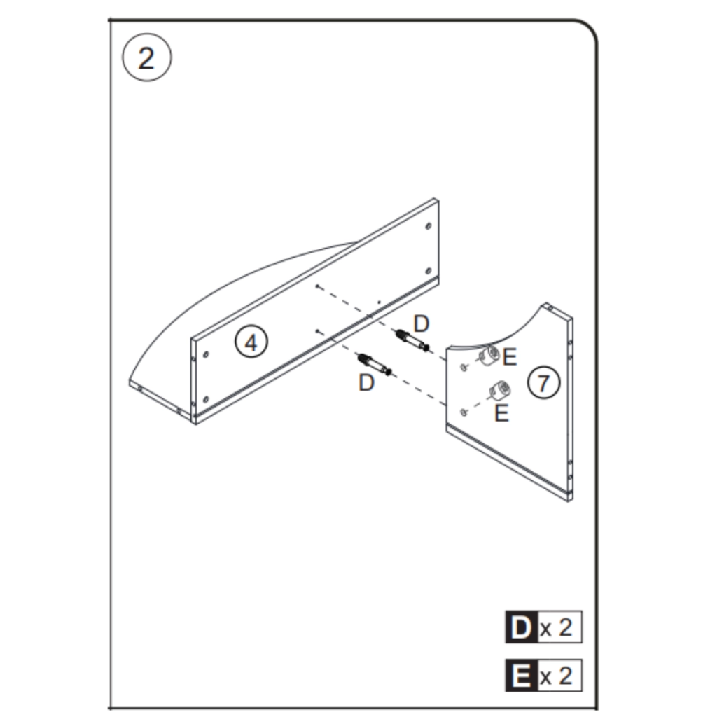 Connecting side decorative support panel to top shelf using bolts