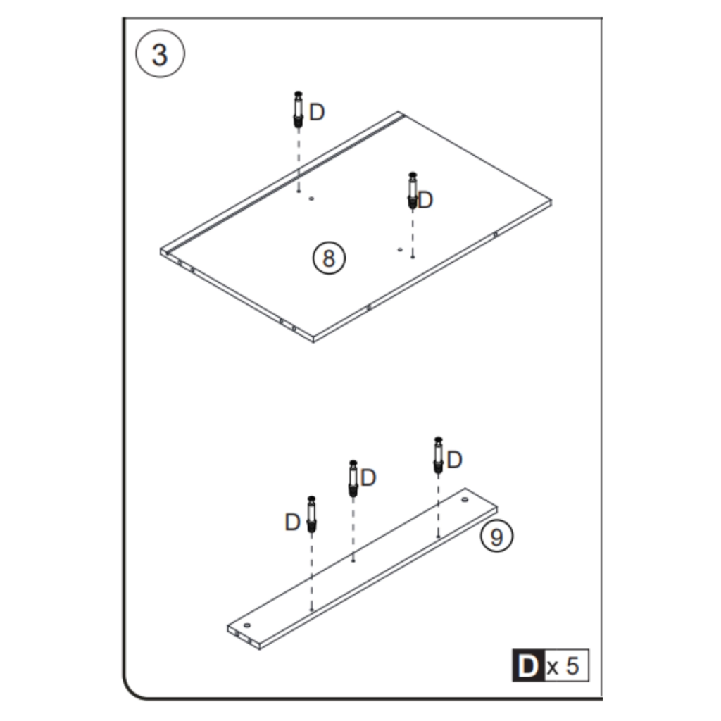 Inserting bolts into bottom base and front support rail
