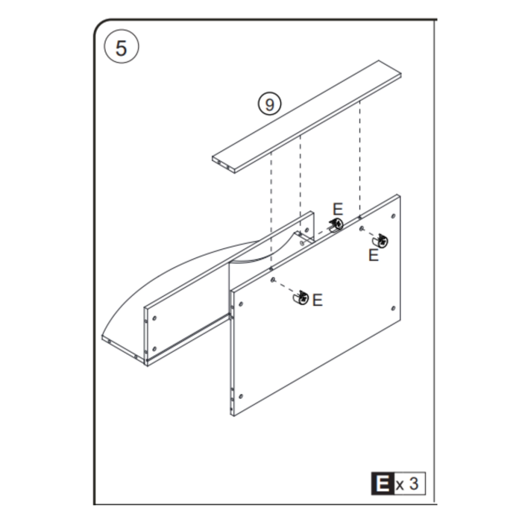 Securing front support rail to bottom base panel using dowels