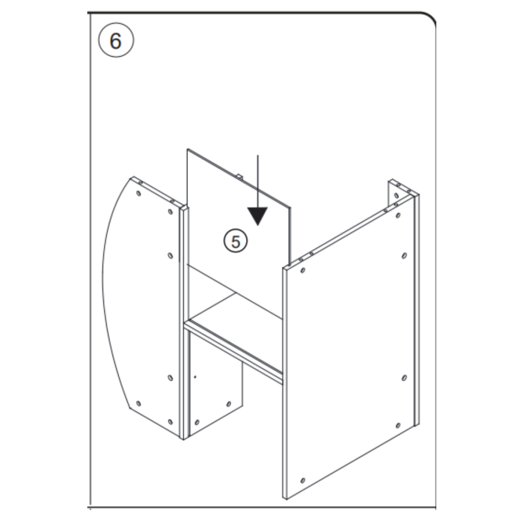 Inserting divider panel vertically between side structures for stability