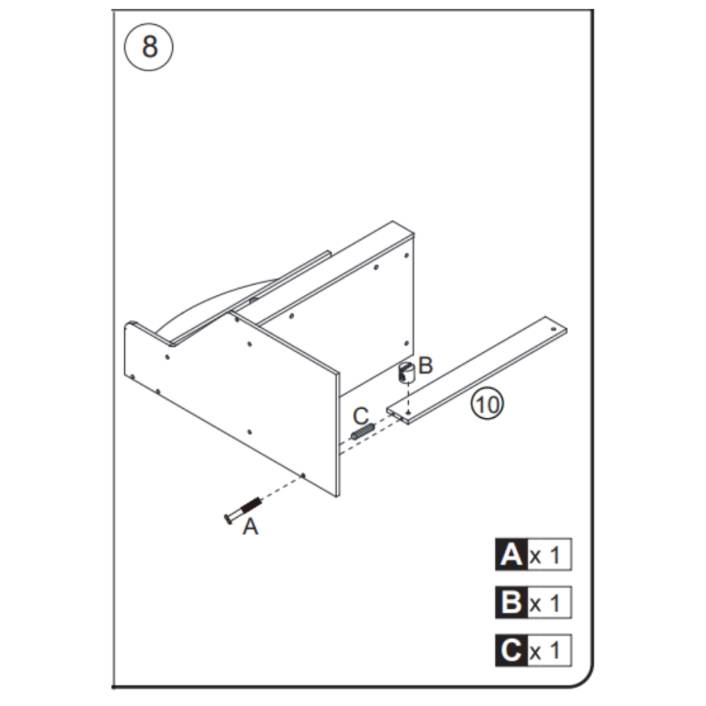 Fixing back support rail to the rear of bookcase frame