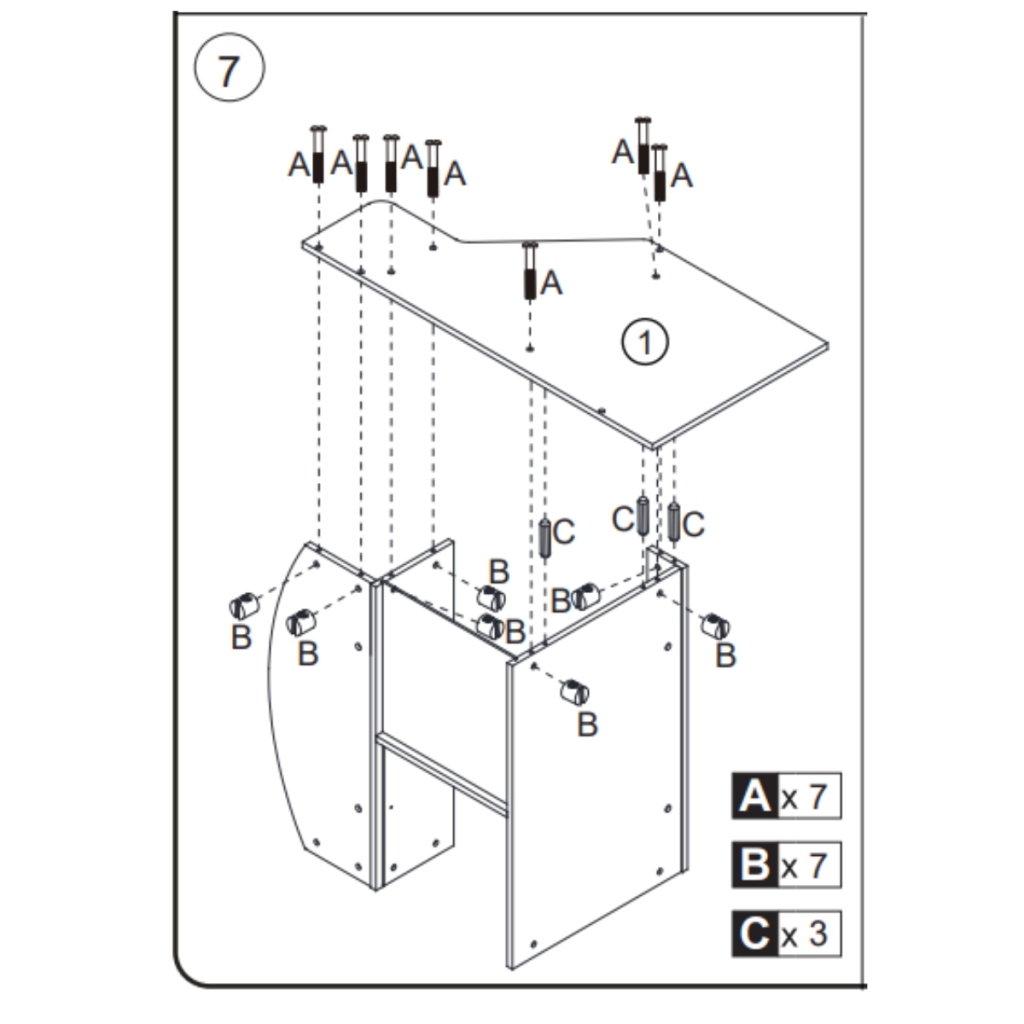 Attaching left side panel to assembled bookcase frame with bolts