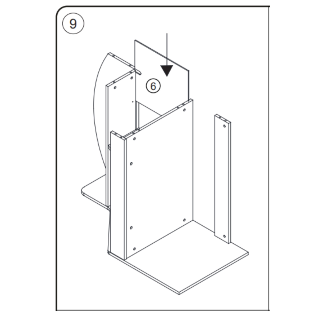 Placing drawer back panel into grooves behind divider section