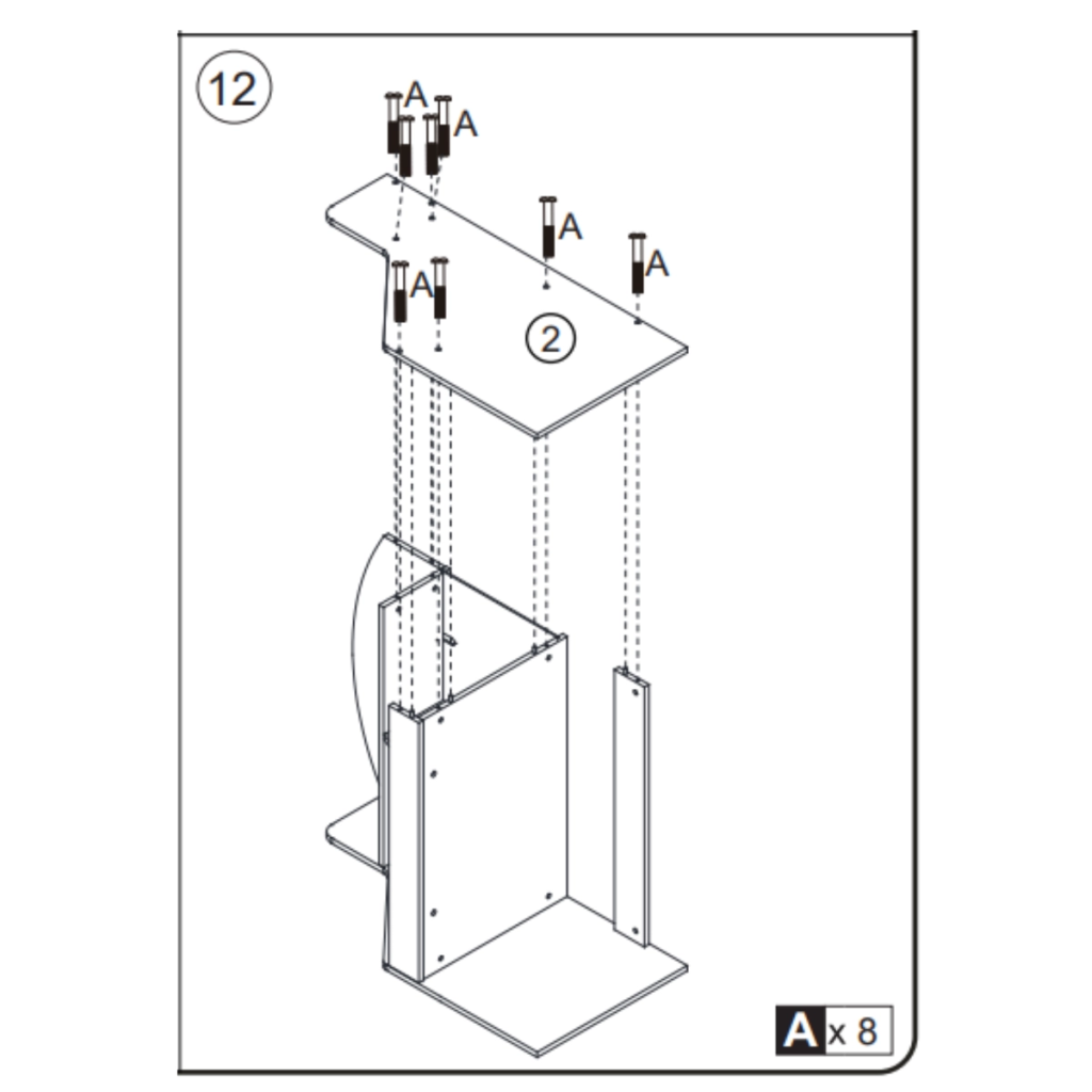 Securing right side panel to main bookcase frame