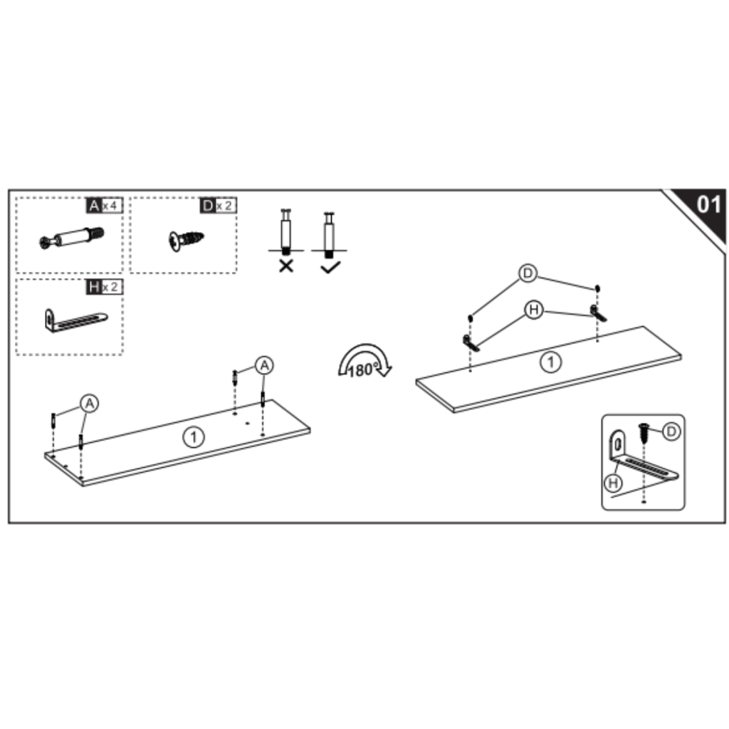 Installing wall brackets and bolts on the top panel.
