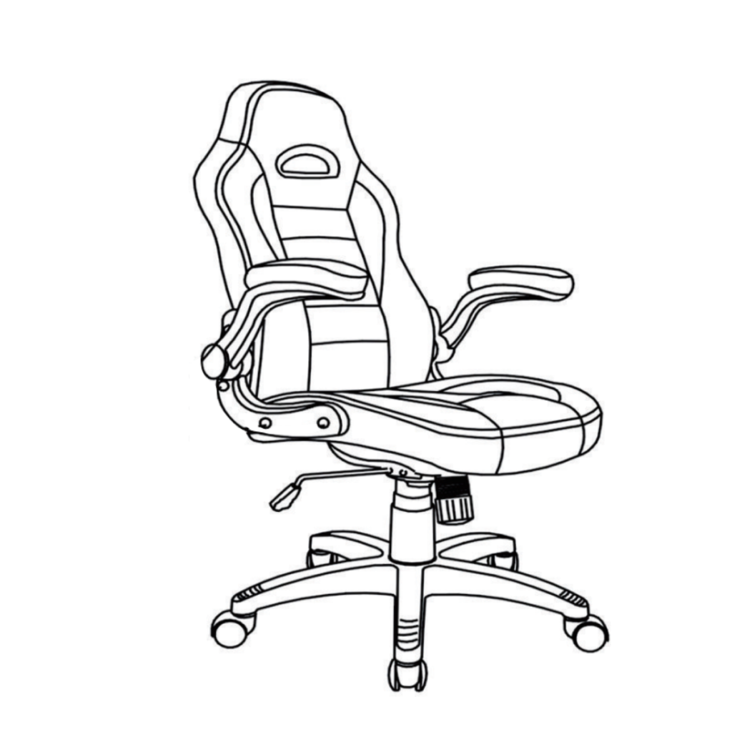 Fully assembled ergonomic racing office chair ready for use.
