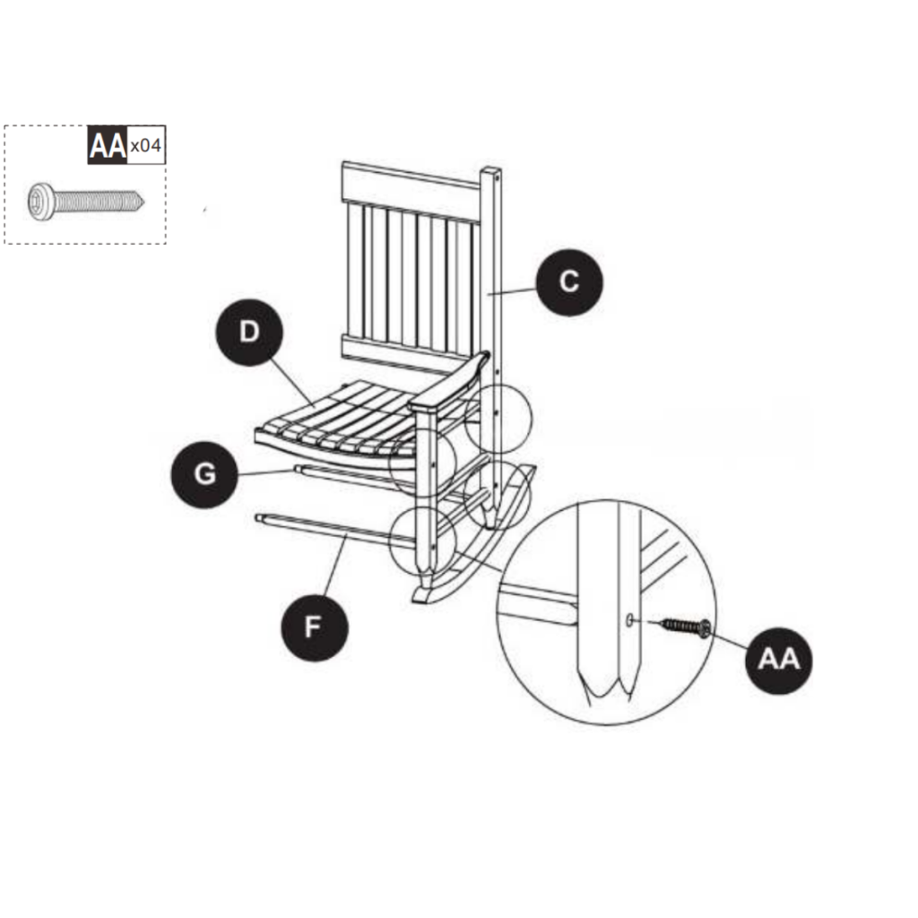 Seat panel and support bars fixed between armrest frames.