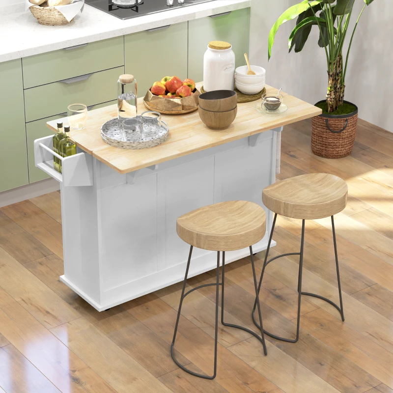 Neutral kitchen featuring central island with stools under soft pendant lighting.