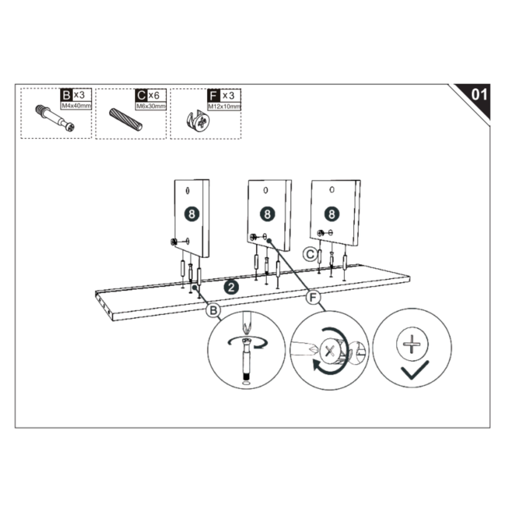 illustration showing divider panels attached to base board using connectors.