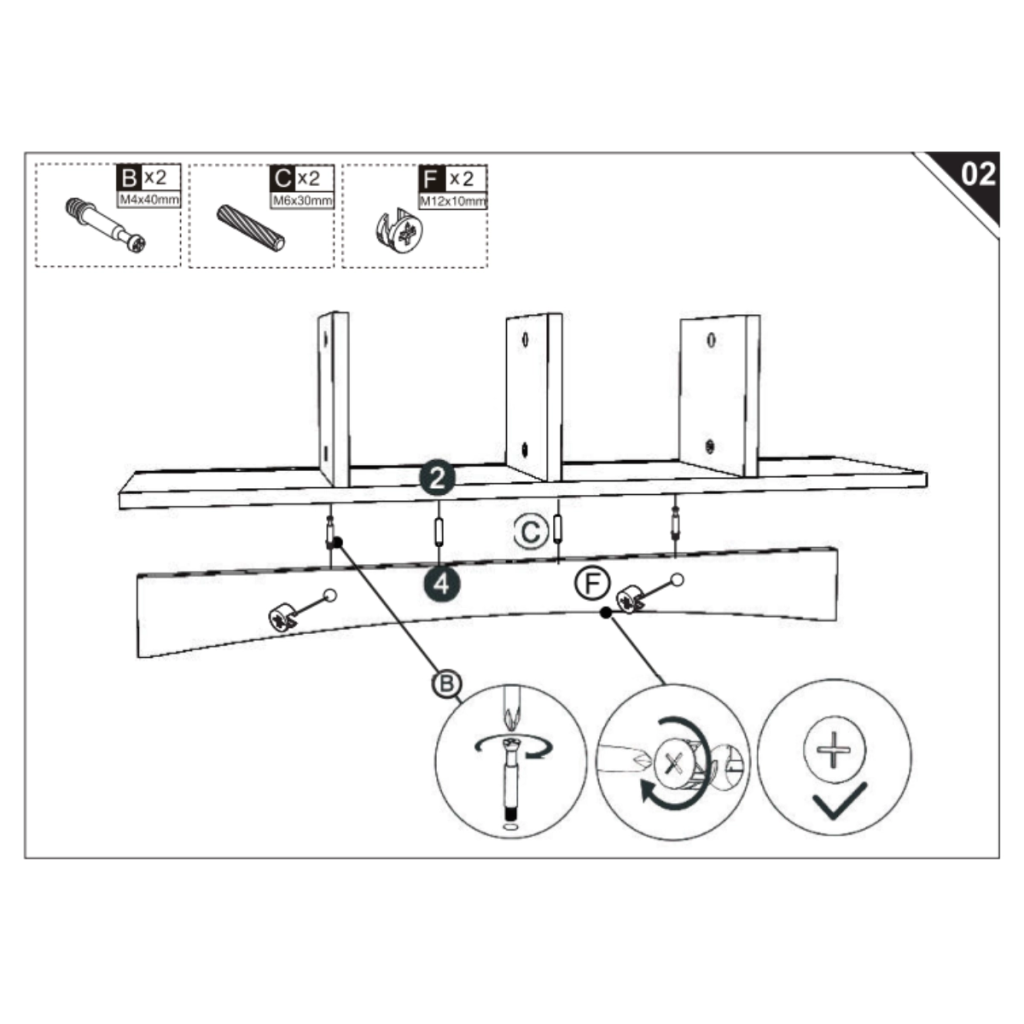 image showing curved front panel being fixed beneath base board.