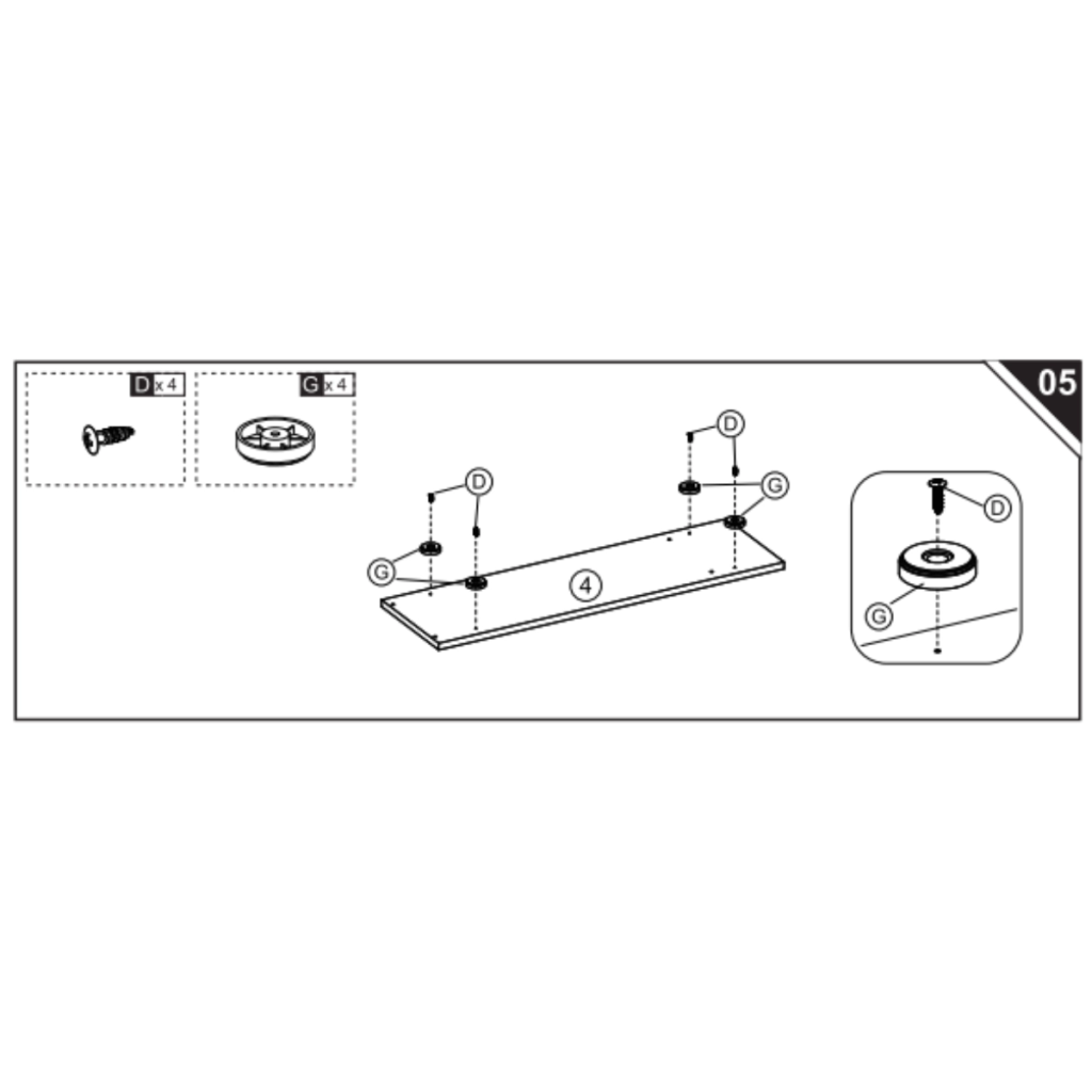 Fixing circular pads to the bottom panel with screws.