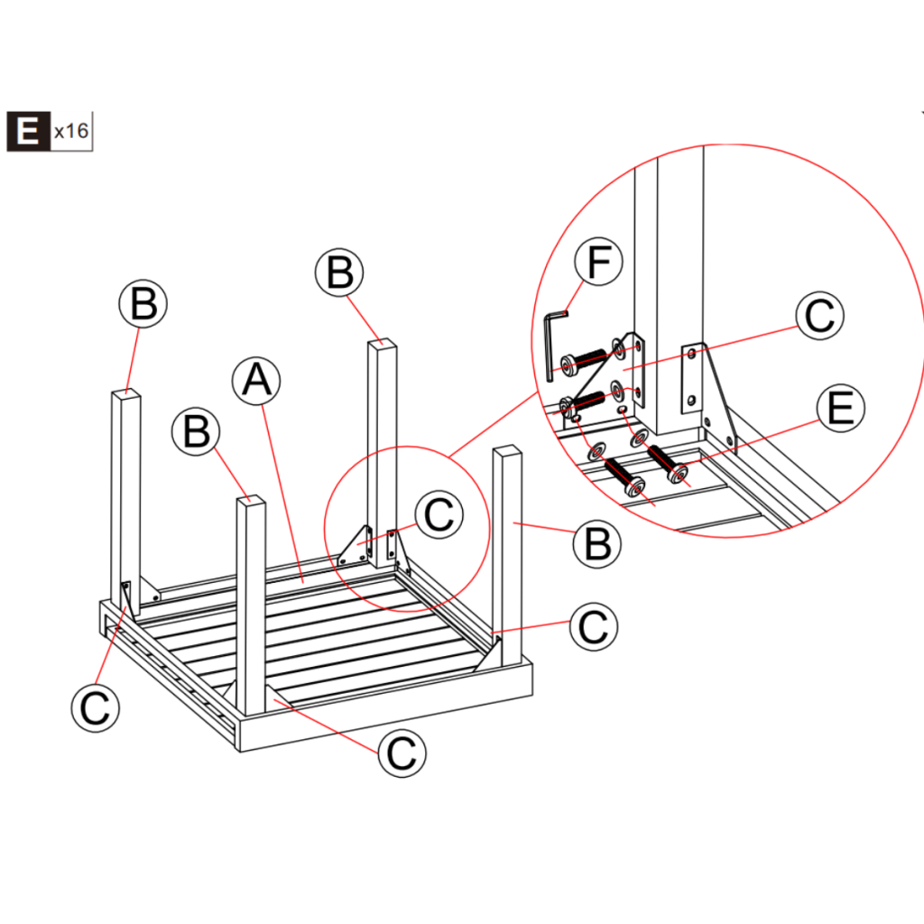 Attaching four table legs to the main tabletop using corner brackets and bolts.