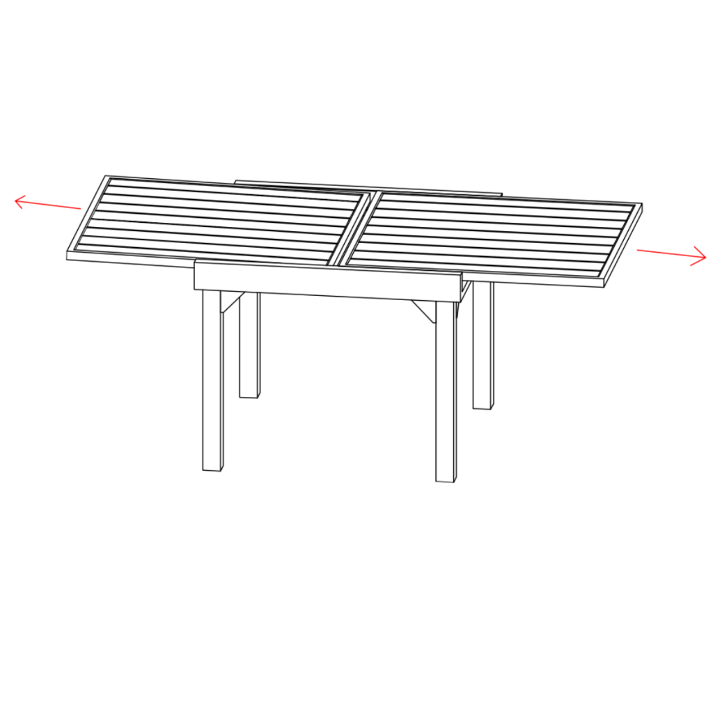 Sliding both side panels outward to prepare space for the extension leaf.