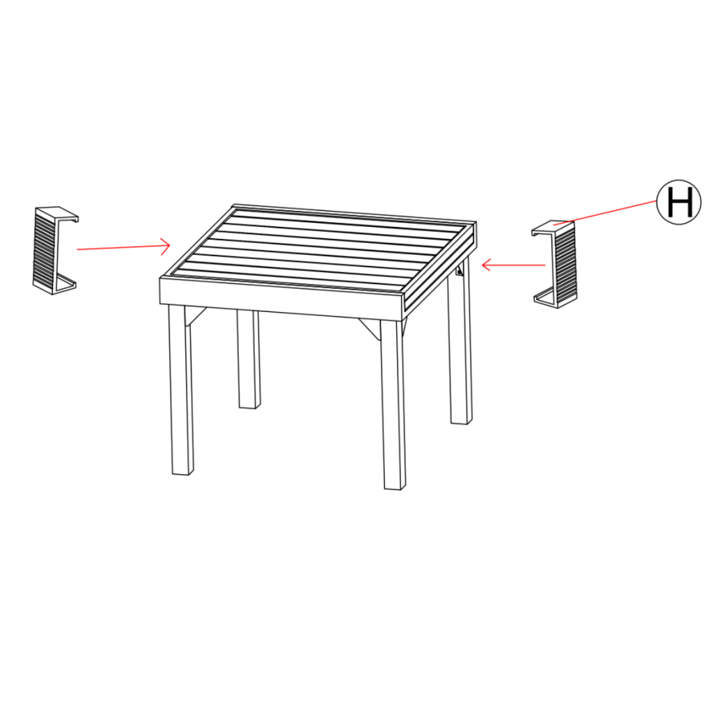 Connecting end tabletop panels to both sides of the main tabletop frame.