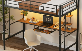Symmetrical twin beds with green throws and mustard pillows in bright bedroom.