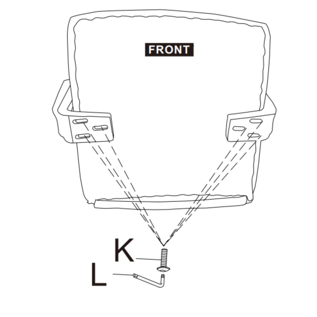 Align and attach backrest to seat cushion using screws and Allen key.